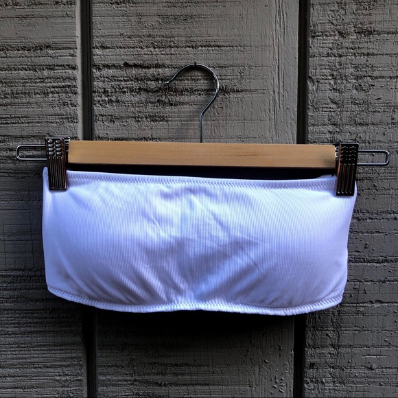 NWT Tie-Back White Ribbed Bandeau Bikini Top - Picture 2 of 3